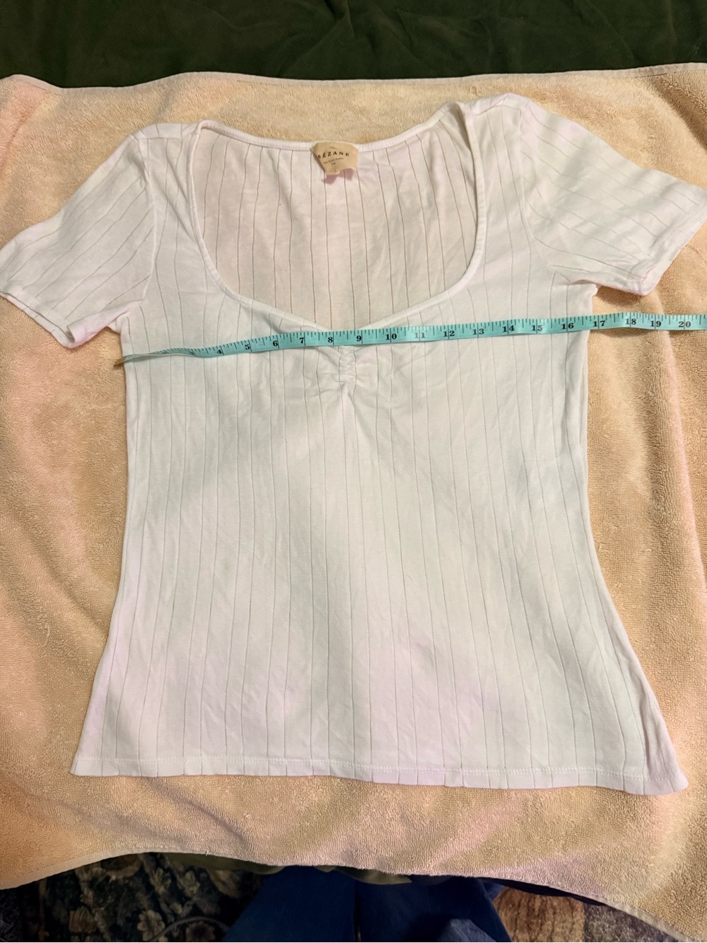 Sezane White Short Sleeve Ribbed Scoop Neck Tee - Picture 10 of 13